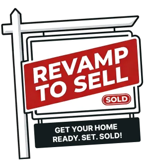 Image promoting home preparation tips for selling, featuring a well-staged living room with modern decor.